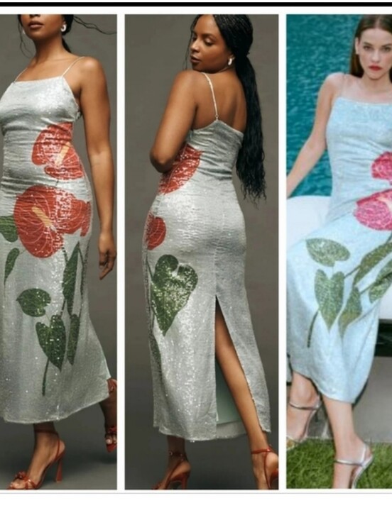 FARM Rio Dresses & Skirts - FARM Rio Blue Floral Sequin Maxidress